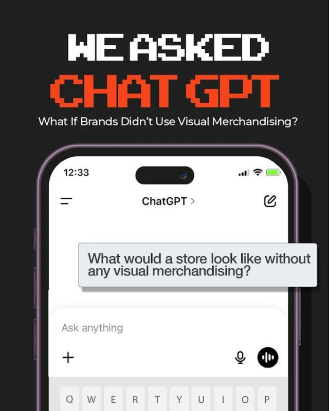 What if brands didn’t use visual merchandising? 👀
We asked ChatGPT… and let’s just say, it wasn’t pretty. Think blank shelves, missed sales, and brand stories falling flat.
At Team Visual, we believe in more than just good looks, we design experiences.
It’s strategy > scatter, story > clutter, and immersive displays that actually work. The kind that drive footfall, turn heads, and leave a lasting impression at every touchpoint.
Want a space that sells and tells your story? Get in touch
📱+971 52 778 1260
💻info@teamvisualsolutions.com

ماذا لو لم تستخدم العلامات التجارية العرض المرئي؟ 👀
 سألنا ChatGPT… ولنقل فقط، لم يكن المشهد جميلًا: رفوف فارغة، مبيعات ضائعة، وقصص العلامة التجارية بلا تأثير.
في Team Visual، نحن نؤمن بأكثر من المظهر الجميل فقط—نصمم تجارب.
 ✨ الاستراتيجية > الفوضى
 ✨ القصة > الارتباك
 ✨ عروض غامرة تحقق النتائج، تجذب الزبائن، وتترك انطباعًا دائمًا عند كل نقطة تواصل.
هل تريد مساحة تبيع وتحكي قصة علامتك التجارية؟ تواصل معنا الآن:
 📱 +971 52 778 1260
 💻 info@teamvisualsolutions.com

[Team Visual Solutions, Dubai, Riyadh, Visual Excellence, Custom Displays, Bespoke Designs, Creative Solutions, Display Innovation, Sculpture Art, Kiosk Design]