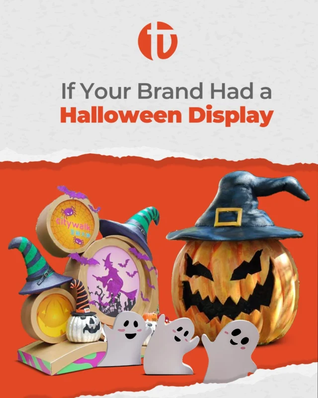 80% of seasonal shoppers decide where to visit based on store visuals.
Yep, you read that right.

Let's get spooky, strategically.

٨٠% من المتسوقين الموسميين يقررون مكان الزيارة بناءً على العروض المرئية.
نعم، قرأت ذلك بشكل صحيح.
لنخطط لهالووين بطريقة استراتيجية.

[Team Visual Solutions, Dubai, Riyadh, Visual Excellence, Custom Displays, Bespoke Designs, Creative Solutions, Display Innovation, Sculpture Art, Kiosk Design]