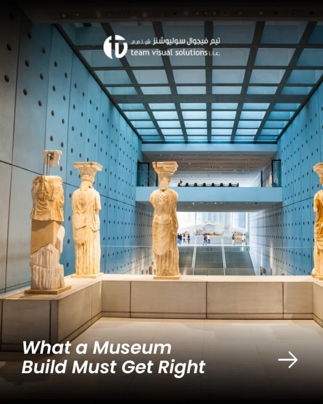 A great museum build doesn’t demand attention; it earns it through a seamless flow, sharp detail, and a strong focal point that makes people pause.

Share your brief, and let us help you guide people without telling them what to do.
المتحف المميز يلفت الأنظار دون إجبار، بفضل انسياب التصميم، التفاصيل الواضحة، ونقطة تركيز تجعل الزوار يتوقفون بإعجاب.
شاركنا ملخص فكرتك، وسنساعدك في توجيه الزوار بشكل طبيعي.

#teamvisualsolutions #dubai #riyadh #visualexcellence #customdisplays
