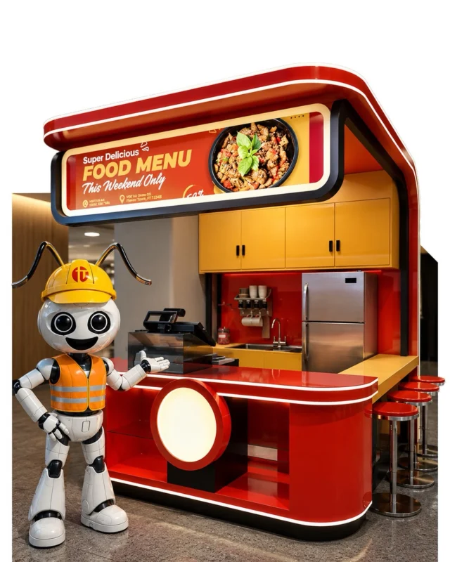 A food kiosk has to look appetising, serve fast, store smart, and still survive the outdoors.

What are you looking to improve in  your outdoor F&B kiosk?
الكشك الخارجي الناجح لا يعتمد على الشكل فقط. يحتاج إلى عرض جذاب، خدمة أسرع، تخزين عملي، وتنفيذ يتحمّل الاستخدام اليومي.
ما الذي تريد تطويره في كشك المأكولات والمشروبات الخاص بك؟ 

[food kiosk, beverage kiosk, outdoor kiosk, menu display, custom build]
#teamvisualsolutions #foodkiosk #customkiosks #retaildisplay #dubai