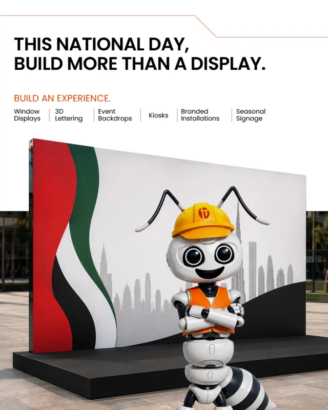From retail windows to large-scale installations, National Day ideas need fabrication that holds up beyond the render. 

What is your business planning this year?

Tell us about your National Day display requirements.
أفكار اليوم الوطني قد تبدأ على شاشة التصميم، لكن نجاحها يُقاس بجودة تنفيذها على أرض الواقع، من واجهات المتاجر إلى التركيبات الكبيرة.
ما خطتكم لليوم الوطني هذا العام؟
شاركنا متطلبات مشروعكم.

[National Day custom fabrication, UAE National Day decorations, window displays Dubai, event fabrication UAE, seasonal retail installations]

#TeamVisualSolutions #UAENationalDay #NationalDayDecor #CustomFabrication #WindowDisplays